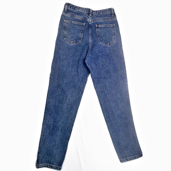 Pretty Little Thing 8/4Mom Jeans Womens High Rise Loose Straight Dark Wash Denim - Picture 3 of 16